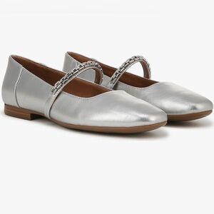 Naturalizer Silver Chain Strap Flats